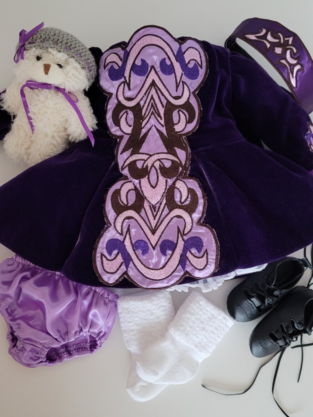 New Deluxe, Complete Handmade Irish Dancing Solo Outfit For Your 18 Inch Doll